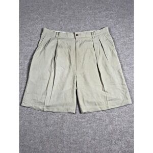 Tommy Bahama Shorts Men's 38/9 100% Silk Beige Pleated‎ Front Pocket Chino